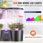 Sistema hidropónico VEVOR con luces LED de 36w y gráfico de espectro completo para un crecimiento óptimo de las plantas en interior.