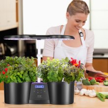 VEVOR Sistema de cultivo hidropónico, sistema de cultivo interior de 12 cápsulas, jardín de hierbas interior con luz LED de espectro completo, sistema de jardinería interior ajustable en altura, tanque de agua de 4,2 L, temporizador automático