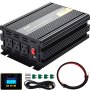 Inversor de corriente VEVOR con pantalla LCD, cables y accesorios.