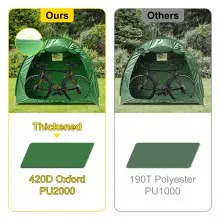 VEVOR Tienda de campaña de almacenamiento para bicicleta, tela Oxford 420D portátil para 4 bicicletas, cobertizo de almacenamiento para bicicleta antipolvo impermeable al aire libre, resistente para bicicletas, cortacésped y herramientas de jardín, con bolsa de transporte, verde