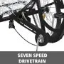 VEVOR Triciclo para adultos de 3 ruedas y 7 velocidades, bicicleta BlackTrike de 24 pulgadas con canasta grande para andar