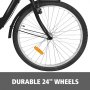 VEVOR Triciclo para adultos de 3 ruedas y 7 velocidades, bicicleta BlackTrike de 24 pulgadas con canasta grande para andar