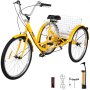 VEVOR Tuspuzz Adult Tricycle 7 Speed Wheel Size Cruise Bike 26in Adjustable Trike with Bell, Brake System Cruiser Bicycles Large Size Basket for Shopping (Yellow 26 7 Speed)