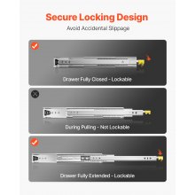 1 par de correderas para cajones de 16 a 60 pulgadas con cierre suave y cojinetes de bolas de extensión completa
