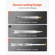 1 par de correderas para cajones de 16 a 60 pulgadas con cierre suave y cojinetes de bolas de extensión completa