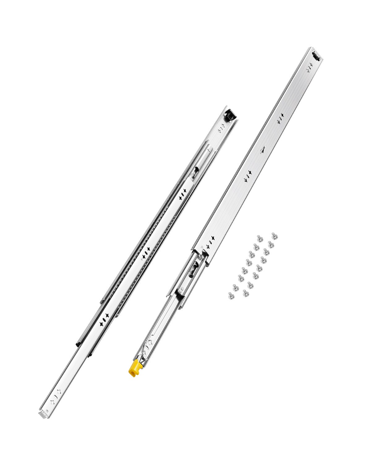 VEVOR 1 Par de Correderas para Cajones de Extensión Completa, Capacidad Carga 113,4 kg, Rodamiento de Bolas con Riel Deslizante para Cajones de Montaje Lateral con Bloqueo, 900 x 53 x 19,5 mm