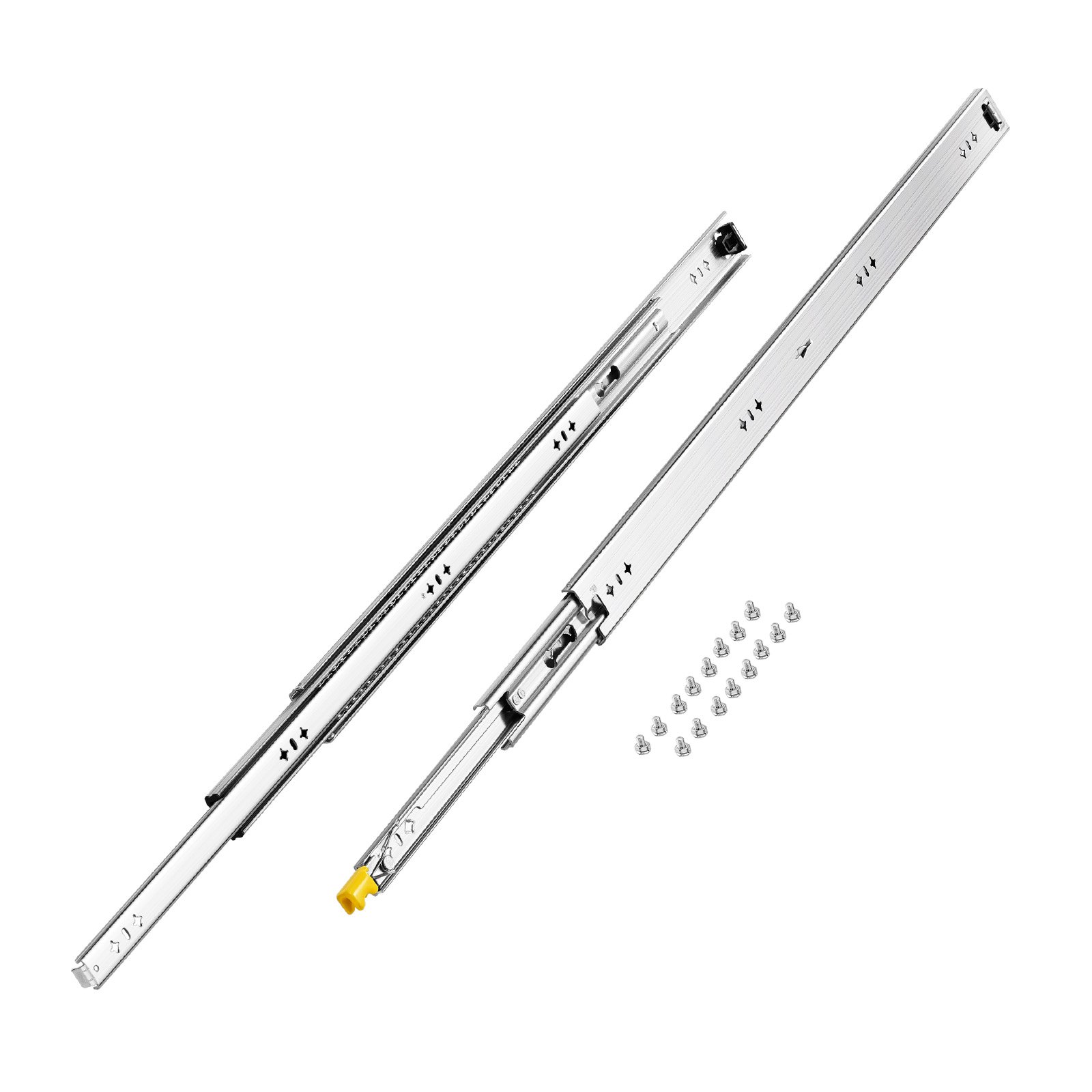 VEVOR 1 Par de Correderas para Cajones de Extensión Completa, Capacidad Carga 113,4 kg, Rodamiento de Bolas con Riel Deslizante para Cajones de Montaje Lateral con Bloqueo, 900 x 53 x 19,5 mm