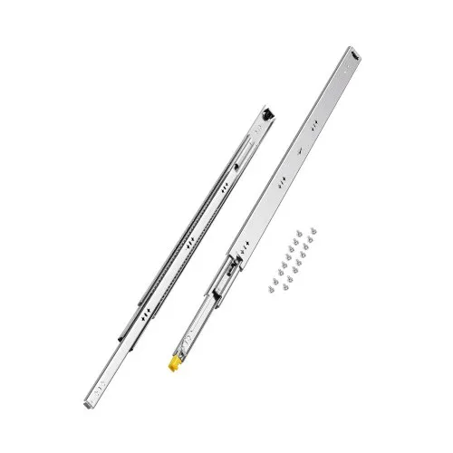 Juego de 2 rieles para cajones VEVOR, extensión completa, disponibles en varios tamaños de 16 a 60 pulgadas, límite de peso de 250 libras, mecanismo de bloqueo, riel deslizante para cajones de montaje lateral con rodamientos de bolas.