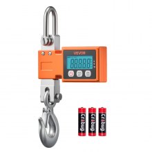 Báscula de grúa digital VEVOR, capacidad máxima de 1100 lb/500 kg, báscula colgante industrial resistente con carcasa de aluminio fundido y pantalla LCD, división de 0,2 lb e interruptor de 3 unidades, apagado automático para garaje