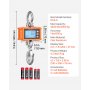 Báscula de grúa digital VEVOR, capacidad máxima de 2000 kg, báscula colgante industrial resistente con carcasa de aluminio fundido y pantalla LCD, división de 1 lb e interruptor de 3 unidades, control remoto para garaje y fábrica.