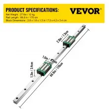 Riel de guía lineal VEVOR, 2 rieles deslizantes lineales HGR20-1700 mm, con 1 husillo de bolas RM1605-1700 mm con kit BF12/BK12, riel de guía lineal cuadrado, para enrutadores CNC de bricolaje, tornos y molinos