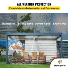 Lona de vinilo transparente VEVOR, 10 x 10 pies, 20 mil de grosor, caja de patio impermeable de alta resistencia, lona de PVC transparente resistente a desgarros y a la intemperie, con ojales de latón y bordes reforzados para cubierta exterior