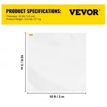 Lona de vinilo transparente VEVOR, 10 x 10 pies, 20 mil de grosor, caja de patio impermeable de alta resistencia, lona de PVC transparente resistente a desgarros y a la intemperie, con ojales de latón y bordes reforzados para cubierta exterior