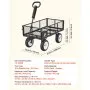 VEVOR Carro de Jardín con Ruedas, Carro de Mano Capacidad Máxima 408 kg, Acero Reforzado con Asa Ajustable, Neumáticos, Paneles Laterales Desmontables para Exterior Transporte de Carga Pesada, Negro