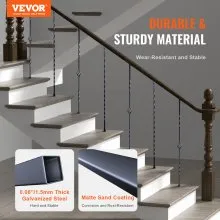 VEVOR Balaustres de metal para escalera, husillos decorativos de acero galvanizado de 44 x 1/2 pulgadas, paquete de 10 balaustres de cubierta con cestas individuales huecas, giros, barandilla de escalera en espiral con zapatos y tornillos