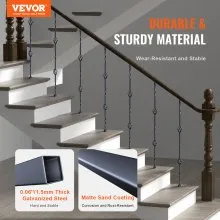 VEVOR Balaustres de metal para escalera, husillos decorativos de acero galvanizado de 44 x 1/2 pulgadas, paquete de 10 balaustres de cubierta con cestas dobles huecas, barandilla de escalera en espiral con zapatos y tornillos