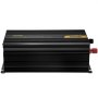 Inversor de corriente VEVOR negro, 2500w, onda sinusoidal modificada, con terminales rojo y negro.