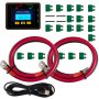 Accesorios para inversores de corriente VEVOR: cables, fusibles, usb, tornillos y monitor.