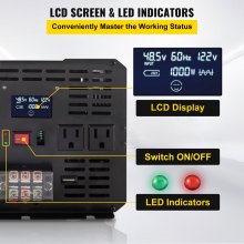 Inversor de corriente VEVOR inversor de onda sinusoidal modificada 5000W DC 48V a AC 120V con LCD