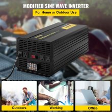 Inversor de corriente VEVOR, inversor de onda sinusoidal modificada de 5000 W, convertidor de coche de 24 V CC a 120 V CA, con mando a distancia LCD, indicador LED, inversor de salidas de CA para camión, RV, coche, barco, viaje, camping, emergencia