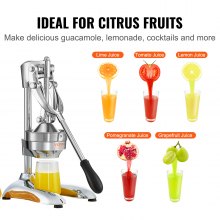 VEVOR Prensa de jugo de cítricos, prensa manual exprimidor de naranja, exprimidor manual de cítricos de grado comercial, exprimidor de limón, exprimidor de frutas fácil de limpiar para jugo de limón, granada y naranja