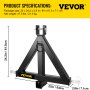 Enganche de remolque de 3 puntos VEVOR, enganche receptor de 2 pulgadas, categoría 1, accesorios de enganche de 33 pulgadas, adaptador de barra de tiro de enganche de remolque, negro (enganche de remolque de servicio pesado)