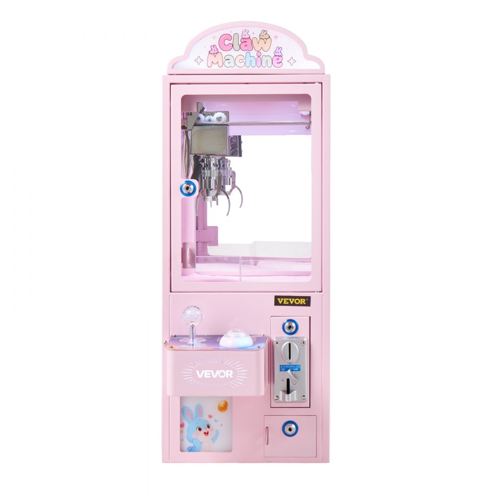 VEVOR Claw Crane Machine, máquina arcade de tamaño mediano con luz y sonido, garras de acero ajustables, dispensador de premios con forma de agarrador de caramelos, juguete expendedor, para fiestas comerciales en casa, cine, color rosa
