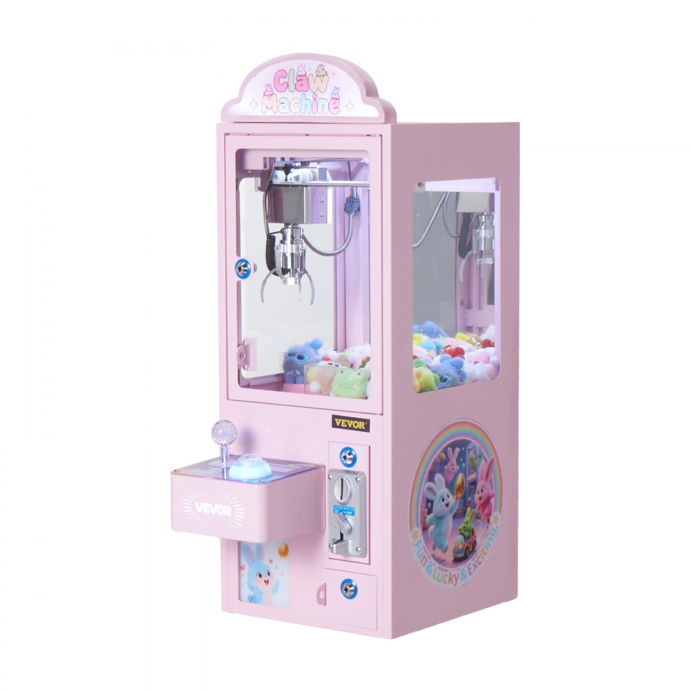VEVOR Claw Crane Machine, máquina arcade de tamaño mediano con luz y sonido, garras de acero ajustables, dispensador de premios con forma de agarrador de caramelos, juguete expendedor, para fiestas comerciales en casa, cine, color rosa