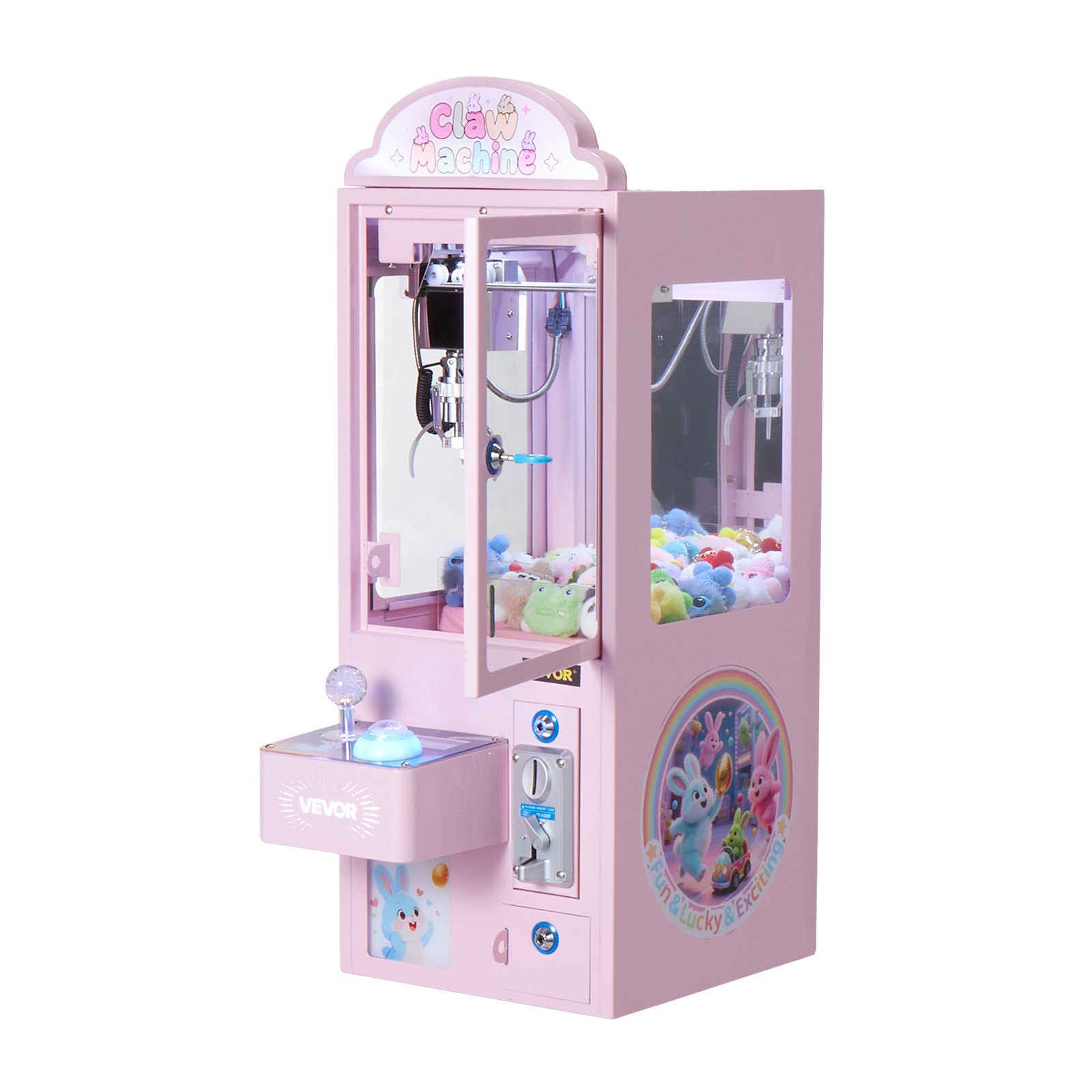 VEVOR Claw Crane Machine, máquina arcade de tamaño mediano con luz y sonido, garras de acero ajustables, dispensador de premios con forma de agarrador de caramelos, juguete expendedor, para fiestas comerciales en casa, cine, color rosa