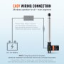 Diagrama de cableado del actuador lineal VEVOR de 12 V para una fácil conexión con batería de CC de 12 V. Configuración sin esfuerzo.