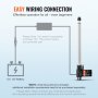 Diagrama de cableado del actuador lineal VEVOR de 12 V que muestra las conexiones a la batería de CC de 12 V y la fuente de alimentación.