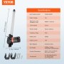 Actuador lineal VEVOR 12v con especificaciones: 6000n, carrera de 16 pulgadas, velocidad de 5 mm/s, ip44, &lt;50db, aleación de aluminio.
