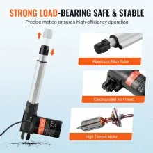 Actuador lineal VEVOR de 12 V, 6 pulgadas, resistente, 1320 lb/6000 N, actuador lineal de movimiento lineal de 0,19"/s con soporte de montaje y protección IP44 para puertas eléctricas, maquinaria industrial, buques de carga