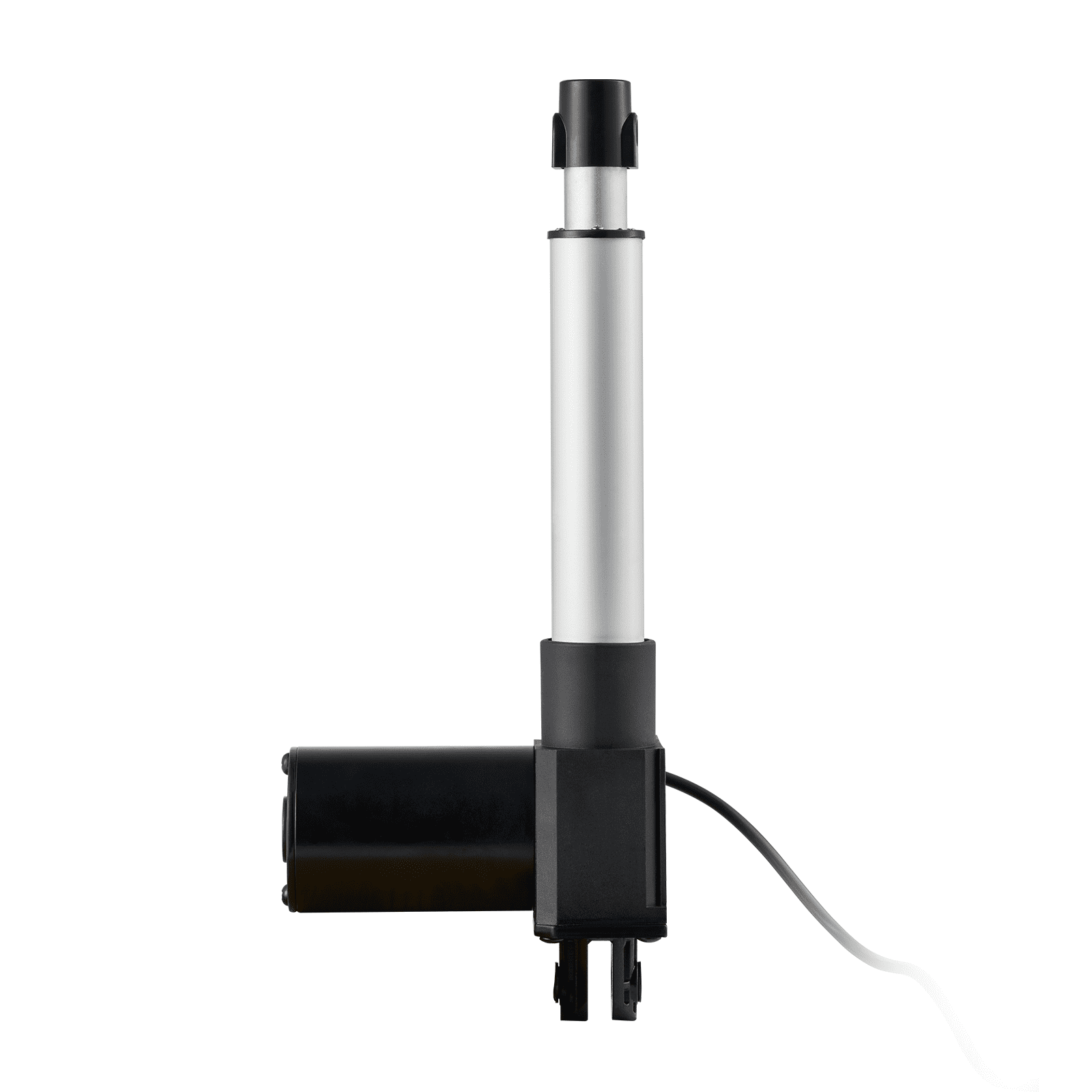 Actuador lineal VEVOR 12v en color negro y plata con cable adjunto.