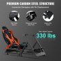 VEVOR - Soporte para volante de carreras preinstalado, base universal compatible con Logitech/Thrustmaster/Fanatec, simulador de conducción ajustable en múltiples posiciones, cómoda cabina integrada de cuero de PVC con ruedas
