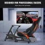 VEVOR - Soporte para volante de carreras preinstalado, base universal compatible con Logitech/Thrustmaster/Fanatec, simulador de conducción ajustable en múltiples posiciones, cómoda cabina integrada de cuero de PVC con ruedas