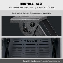 VEVOR Soporte para volante de carreras preinstalado, base universal, simulador de conducción ajustable en múltiples posiciones, cómoda cabina integrada de cuero de PVC con ruedas