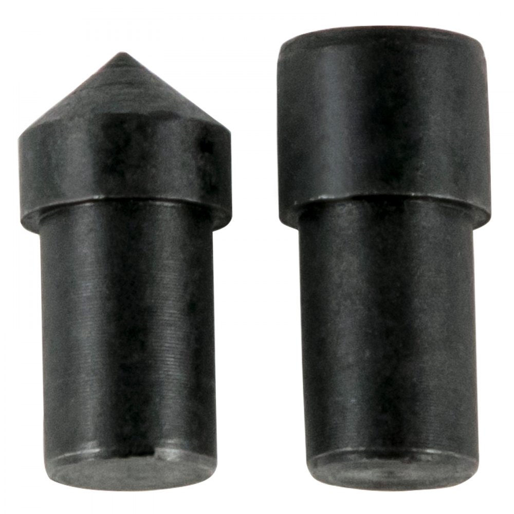 Accesorios para prensa de husillo VEVOR, uno puntiagudo y otro plano, en acabado metálico negro.