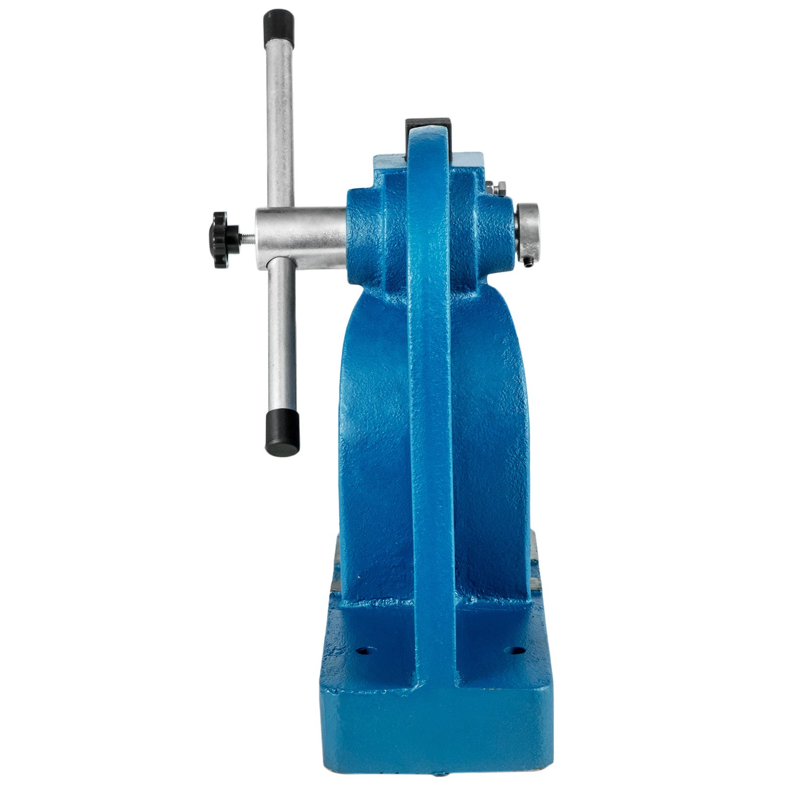 Prensa de husillo VEVOR azul con palanca, vista frontal.