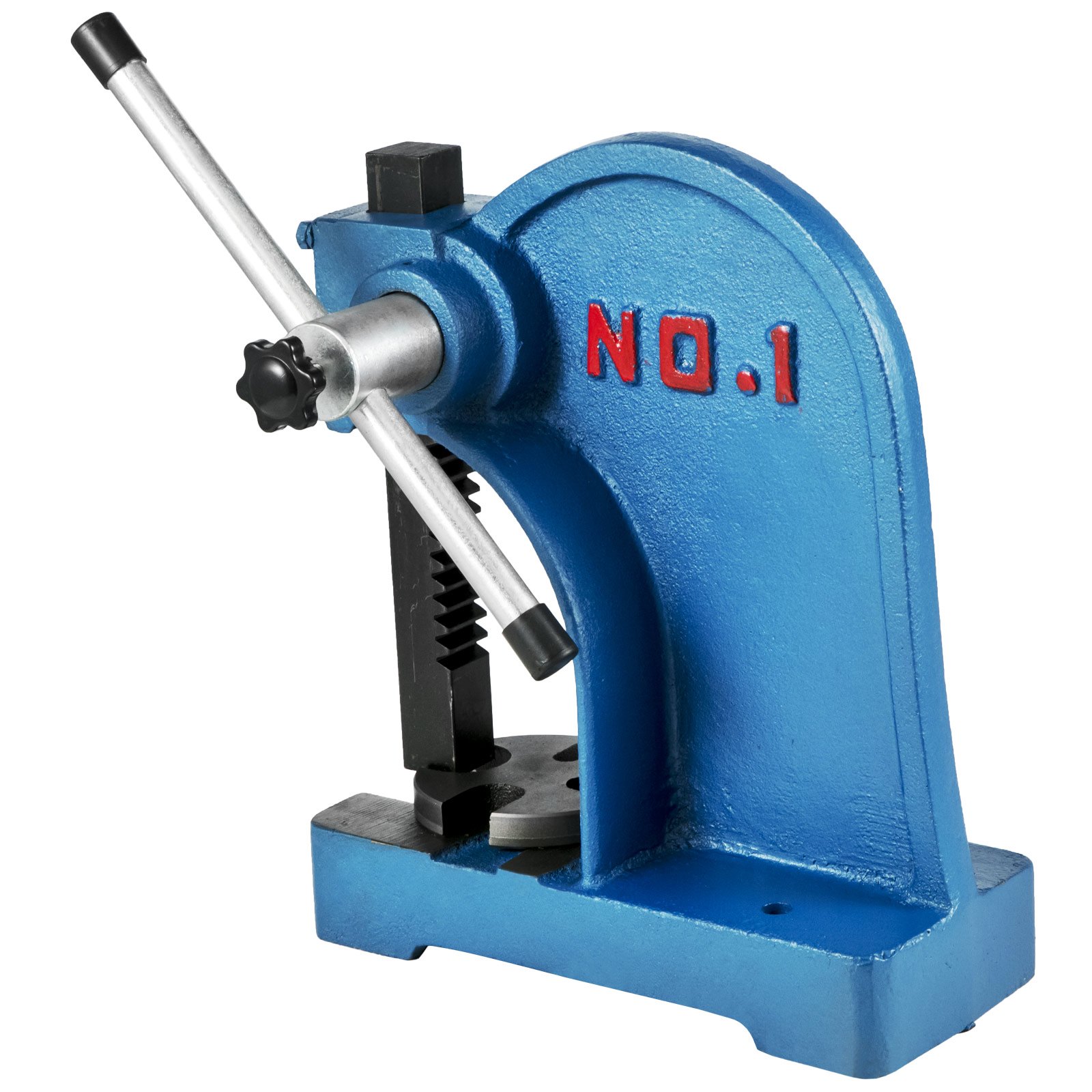 Prensa de husillo VEVOR azul con marca n.º 1 y mango.
