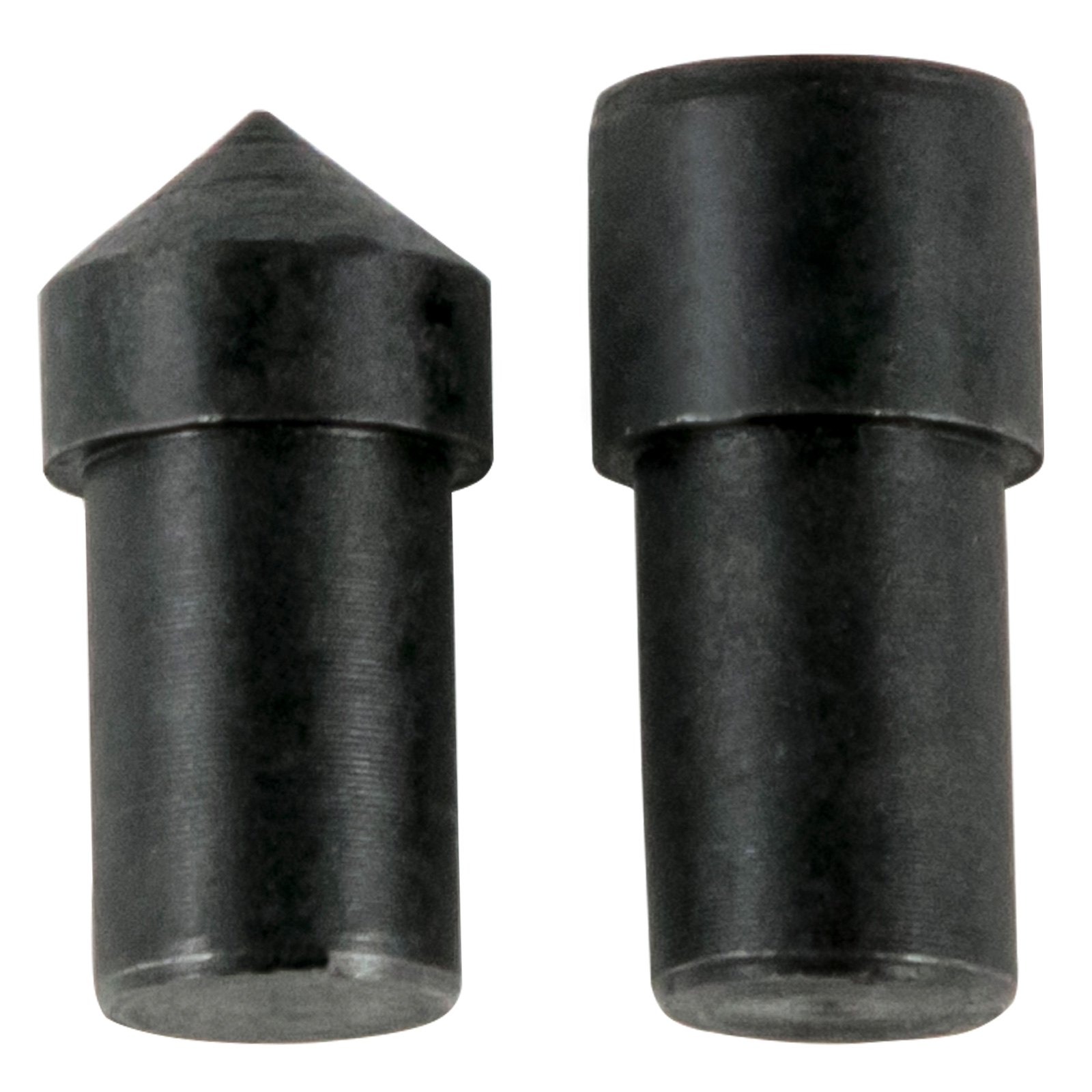Accesorios para prensa de husillo VEVOR, uno puntiagudo y otro plano, en acabado metálico negro.