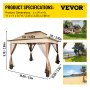 Tienda de campaña para exteriores VEVOR con laterales de malla, dimensiones: 3,3 m x 3,3 m x 3 m.