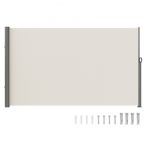VEVOR Toldo retráctil beige de 63'x118'', toldo lateral resistente de aluminio a prueba de herrumbre, divisor de privacidad para patio, sol, pantalla contra el viento. Vida útil más larga, adecuada para patios, azoteas y piscinas