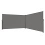 Toldo lateral retráctil VEVOR en color gris, totalmente extendido en forma de L.