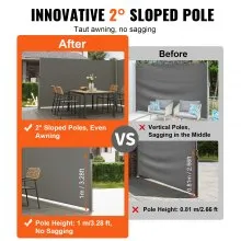 VEVOR Toldo lateral retráctil, 63 x 236 pulgadas, pantalla solar de aluminio a prueba de herrumbre para patio, divisor de privacidad al aire libre y pantalla contra el viento, funciona para patio, balcón, terrazas y piscinas, gris