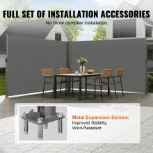 VEVOR Toldo lateral retráctil, 63 x 236 pulgadas, pantalla solar de aluminio a prueba de herrumbre para patio, divisor de privacidad al aire libre y pantalla contra el viento, funciona para patio, balcón, terrazas y piscinas, gris