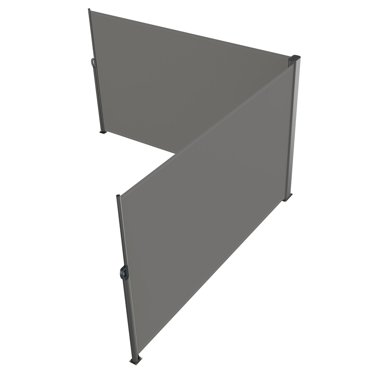 Toldo lateral retráctil VEVOR en posición extendida, proporcionando privacidad y sombra.