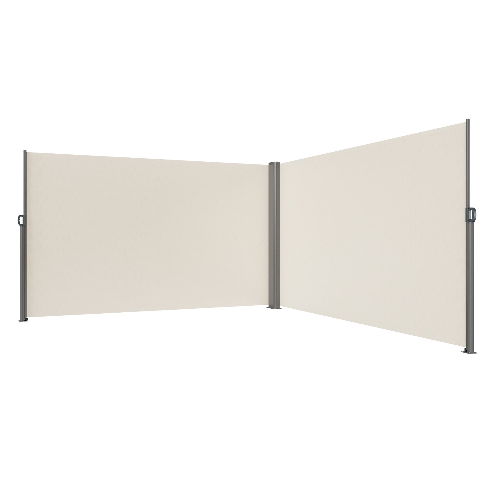 Toldo retráctil VEVOR beige con estructura de acero y paneles laterales extensibles.