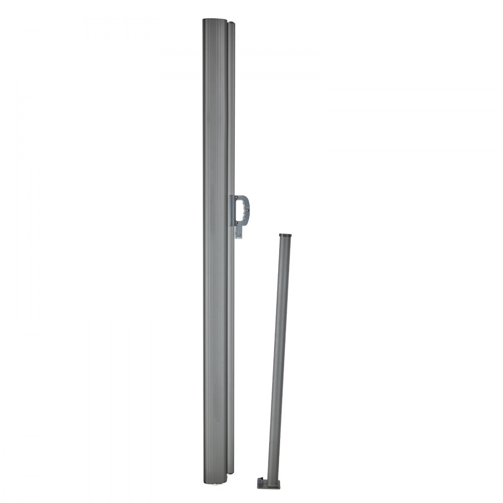 Toldo retráctil beige VEVOR con estructura de metal gris y soporte de montaje.