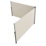 Toldo lateral VEVOR que muestra tela beige con marco de metal negro en configuración en forma de L.